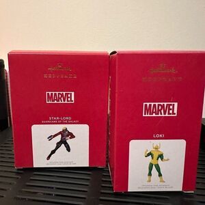 Starlord and Loki Hallmark Keepsake Ornaments Marvel Comics Avengers